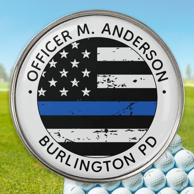 Police Officer Personalized Thin Blue Line Golf Ball Marker (Creator Uploaded)