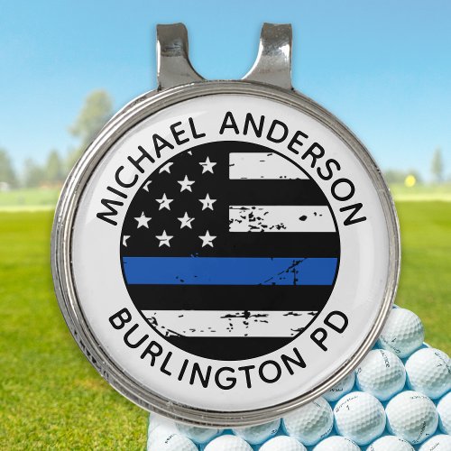 Police Officer Personalized Thin Blue Line Golf Hat Clip