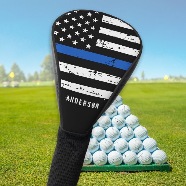 Police Officer Personalized Thin Blue Line Golf Head Cover (Creator Uploaded)