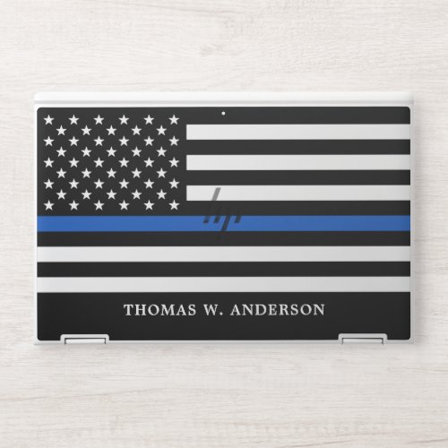 Police Officer Personalized Thin Blue Line    HP Laptop Skin