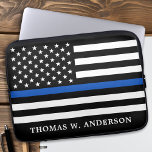 Police Officer Personalized Thin Blue Line Laptop Sleeve<br><div class="desc">Thin Blue Line Laptop Sleve - American flag in Police Flag colors, modern black and blue design . Personalize with police officers name. This personalized police officer laptop sleeve s perfect for police departments. COPYRIGHT © 2020 Judy Burrows, Black Dog Art - All Rights Reserved. Police Officer Personalized Thin Blue...</div>