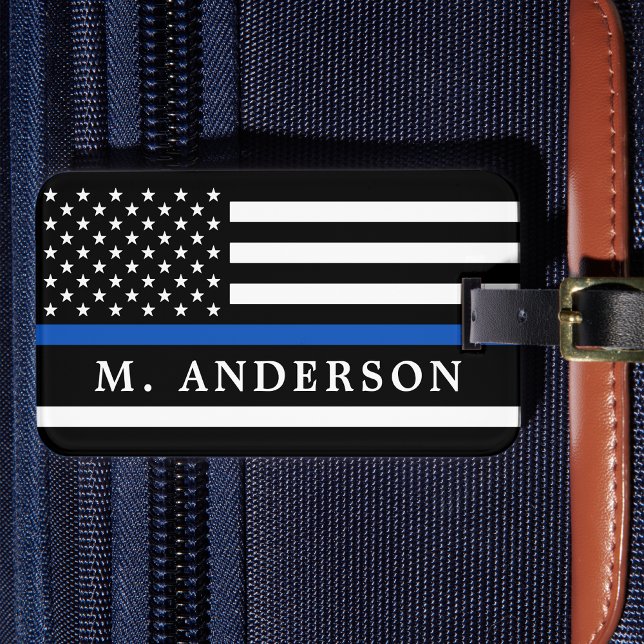 Police Officer Personalized Thin Blue Line Luggage Tag (Creator Uploaded)