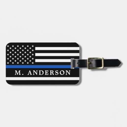 Police Officer Personalized Thin Blue Line Luggage Tag