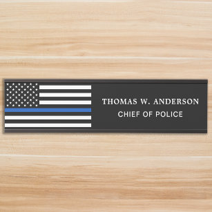 Police Officer Personalized Thin Blue Line Name Door Sign
