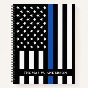 Police Officer Personalized Thin Blue Line Notebook