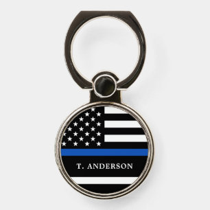 Police Officer Personalized Thin Blue Line Phone Ring Stand