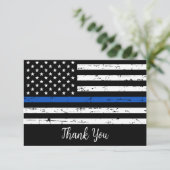 Police Officer Personalized Thin Blue Line Thank You Card | Zazzle