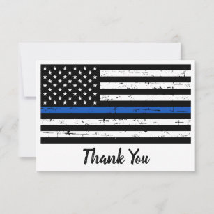 Police Officer Personalized Thin Blue Line Thank You Card
