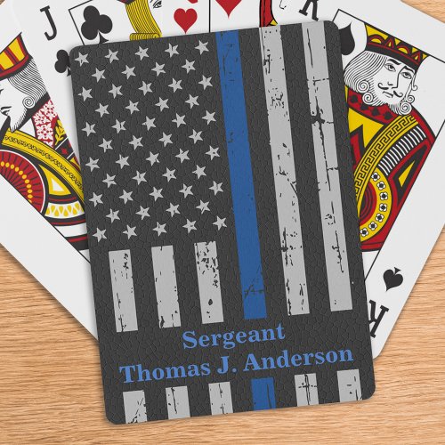 Police Officer Personalized Vintage Thin Blue Line Playing Cards