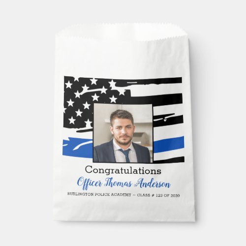 Police Officer Photo Thin Blue Line Graduation Favor Bag