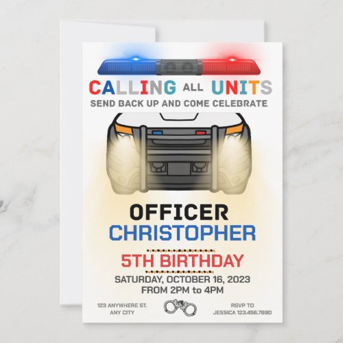 Police Officer Police Birthday Party Invitation