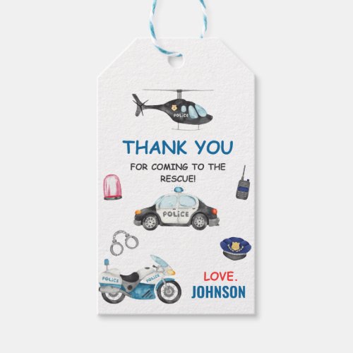 Police Officer Policeman Birthday Gift Tags