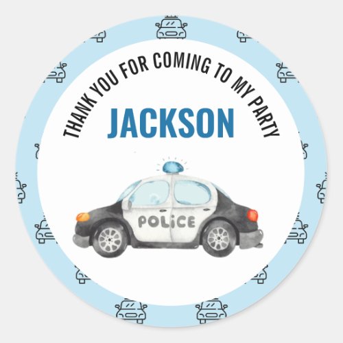 Police Officer Policeman Birthday Party Classic Round Sticker