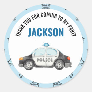 Police Officer Policeman Birthday Party Classic Round Sticker