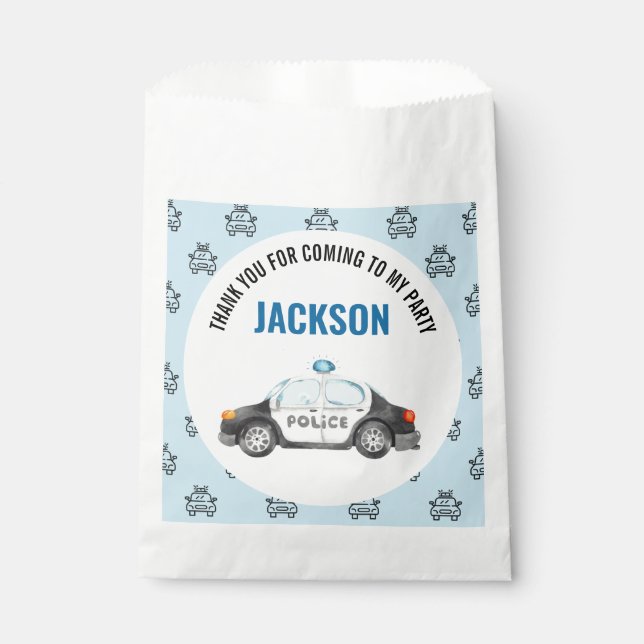 Police Officer Policeman Birthday Party Favor Bag (Front)
