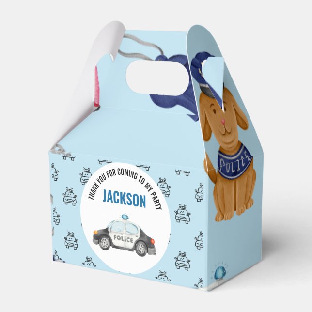 Police Officer Policeman Birthday Party Favor Boxes (Front Side)