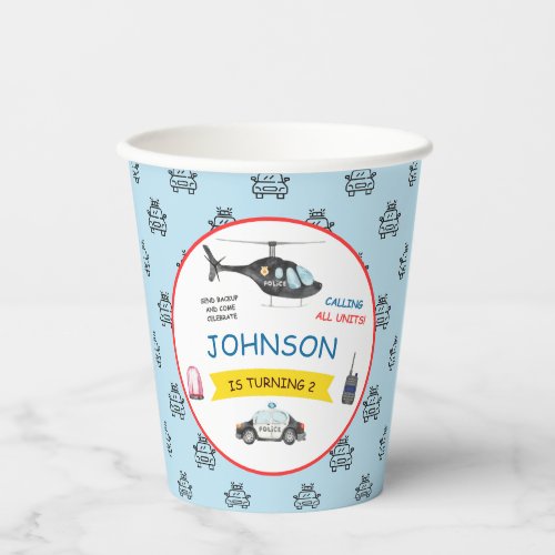 Police Officer Policeman Birthday Party  Paper Cups