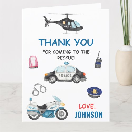 Police Officer Policeman Birthday Thank You Card