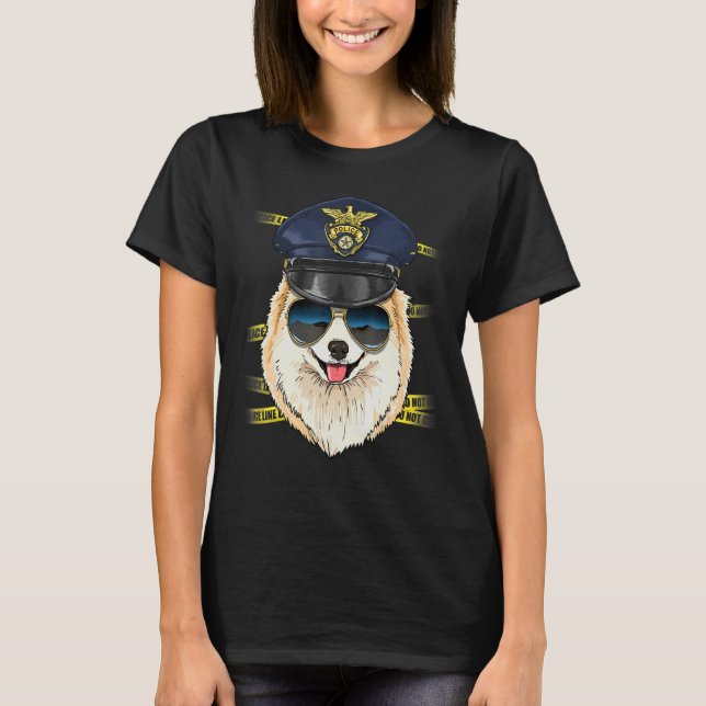 Police Officer Pomeranian Cop Crime Scene K9 Pom D T-Shirt (Front)