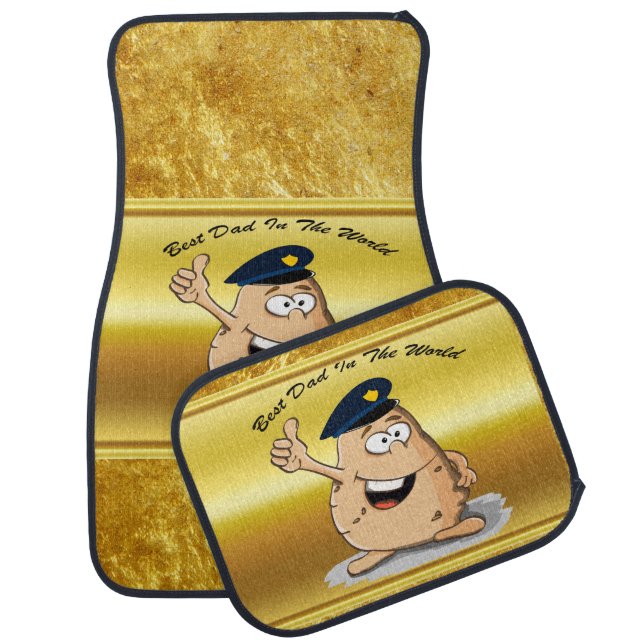 Police officer potato with a blue police hat car mat (Set)