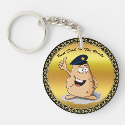 Police officer potato with a blue police hat keychain