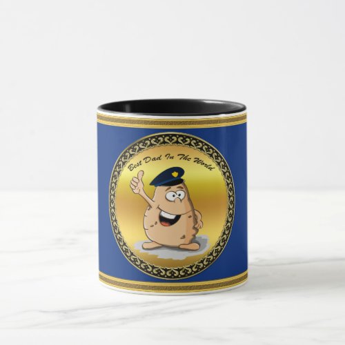 Police officer potato with a blue police hat mug
