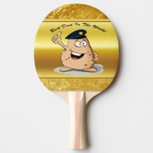 Police officer potato with a blue police hat ping pong paddle