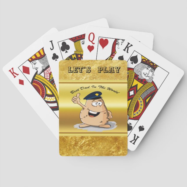 Police officer potato with a blue police hat poker cards (Back)