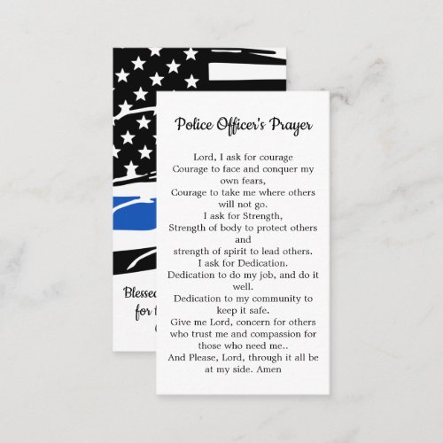 Police Officer Prayer Blue Line Law Enforcement Business Card