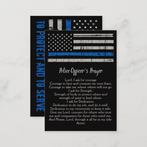 Police Officer Prayer Bulk Thin Blue Line Business Card