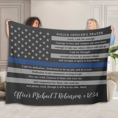 Police Officer Prayer Law Enforcement Flag Fleece Blanket