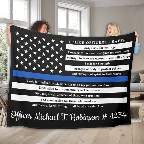 Police Officer Prayer Personalized Law Enforcement Fleece Blanket