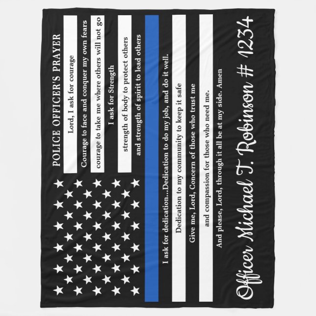 Police Officer Prayer Personalized Law Enforcement Fleece Blanket (Front)