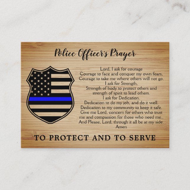 Police Officer Prayer Personalized Thin Blue Line Business Card (Front)