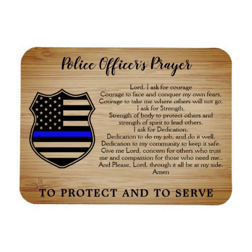 Police Officer Prayer Rustic Thin Blue Line Magnet