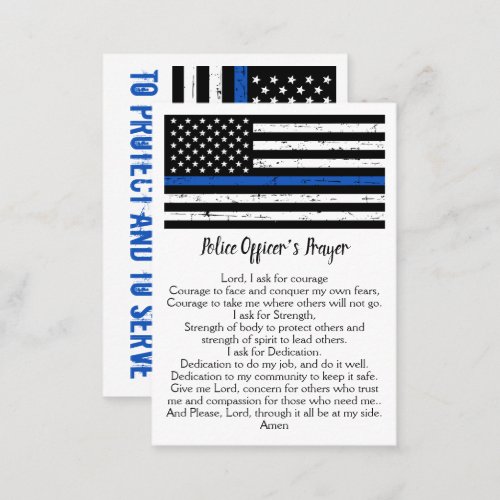 Police Officer Prayer Thin Blue Line Business Card