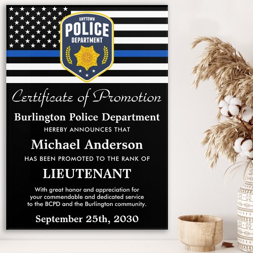 Police Officer Promotion Custom Department Logo Acrylic Print