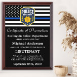 Police Officer Promotion Custom Department Logo Award Plaque<br><div class="desc">Celebrate and show your appreciation to an outstanding Police Officer with this Thin Blue Line Award - American flag design in Police Flag colors , modern black blue design with custom police department logo. Personalize this police officer award with officers name, text with law enforcement department name, logo and community,...</div>