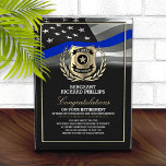 Police Officer Retirement  Acrylic Award<br><div class="desc">Classy badge and waving thin blue line police flag design.</div>