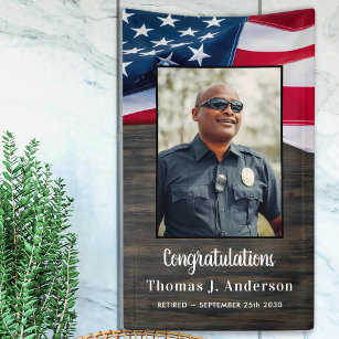 Police Officer Retirement American Flag Party  Banner