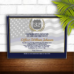 Police Officer Retirement Award<br><div class="desc">Classic thin blue line police flag in the background of this beautiful retirement keepsake. Be sure to edit all the text fields to make it 100% personalized.</div>