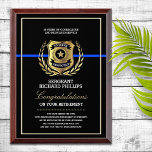 Police Officer Retirement  Award Plaque<br><div class="desc">Classy badge and thin blue line design for this police officer retirement award keepsake.</div>