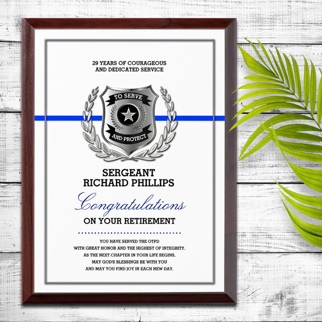 Police Officer Retirement  Award Plaque (Creator Uploaded)