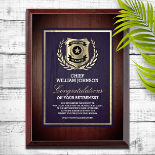 Police Officer Retirement  Award Plaque