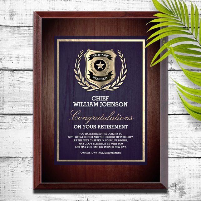 Police Officer Retirement  Award Plaque (Creator Uploaded)