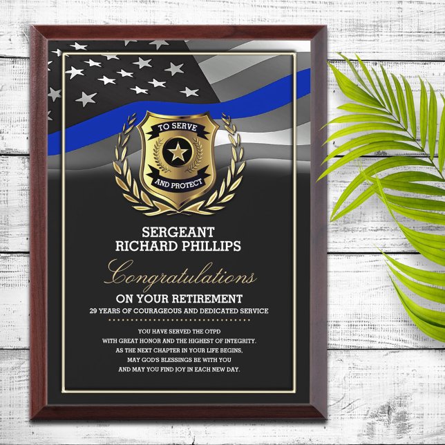 Police Officer Retirement  Award Plaque (Creator Uploaded)