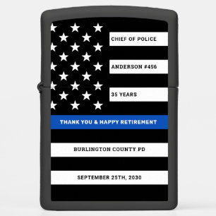 Police Officer Retirement Custom Thin Blue Line Zippo Lighter