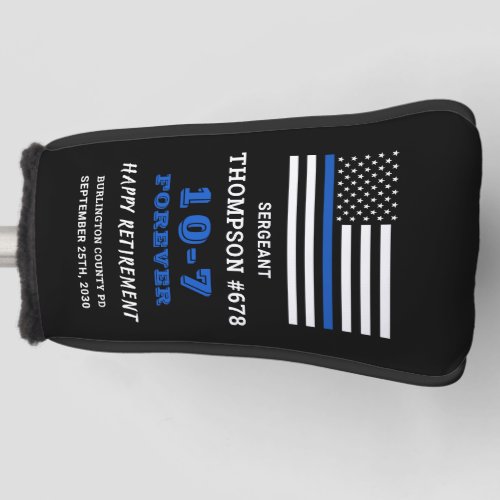 Police Officer Retirement Gift Thin Blue Line Golf Head Cover