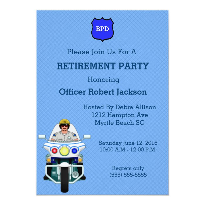 Police Officer Retirement Invitation | Zazzle