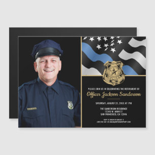 Police Officer Retirement Law Enforcement Photo Magnetic Invitation